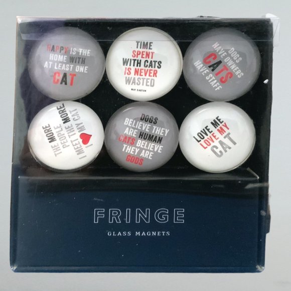 Fridge Domed Glass Magnet FRINGE 6 Piece Set CAT LOVE AND APPRECIATION - Picture 11 of 11